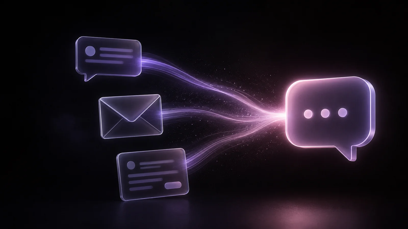 Distintos canales de comunicación —chat, email y formularios— que convergen en una sola bandeja